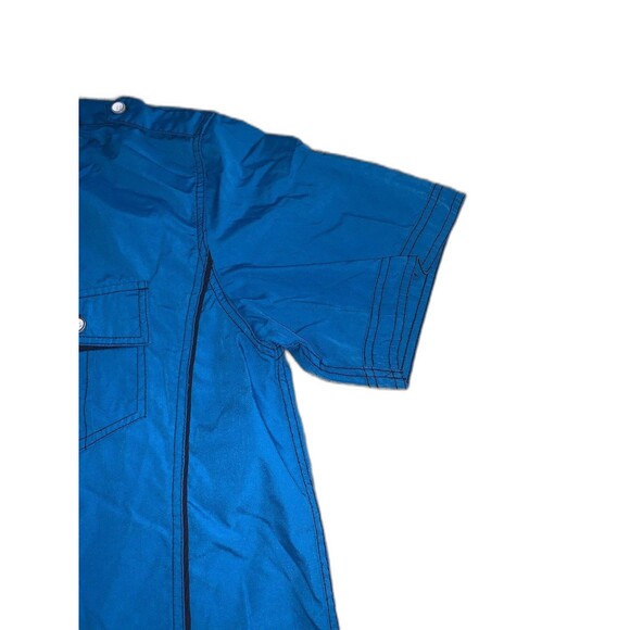 Mens Blue Vertical Polo Shirt Large - Picture 3 of 6